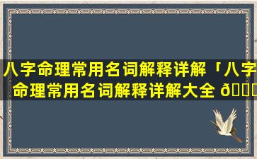 八字命理常用名词解释详解「八字命理常用名词解释详解大全 💐 」